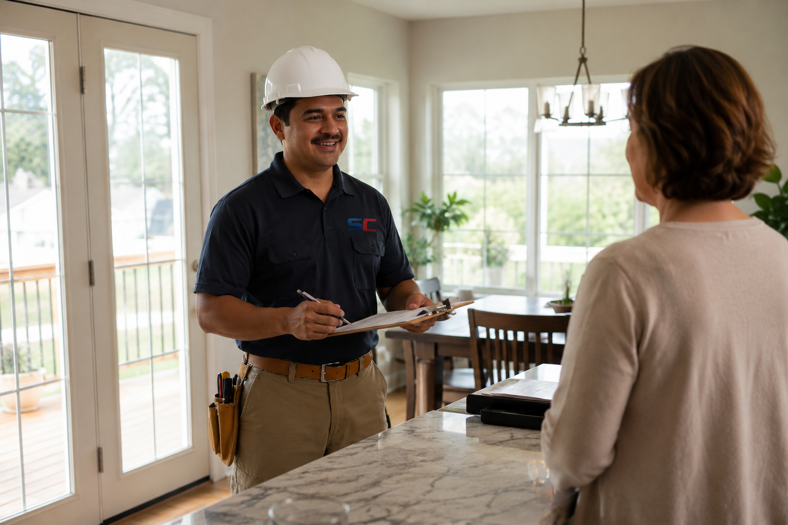 Smart Choice contractor meeting a homeowner for a free consultation